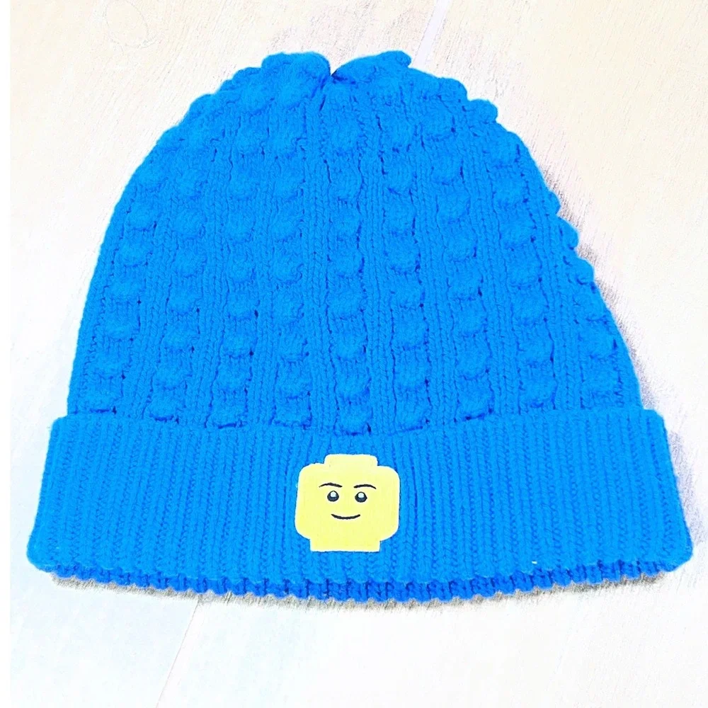 LEGO Kids Blue Knit Beanie Hat‎ with Classic Face OSFM